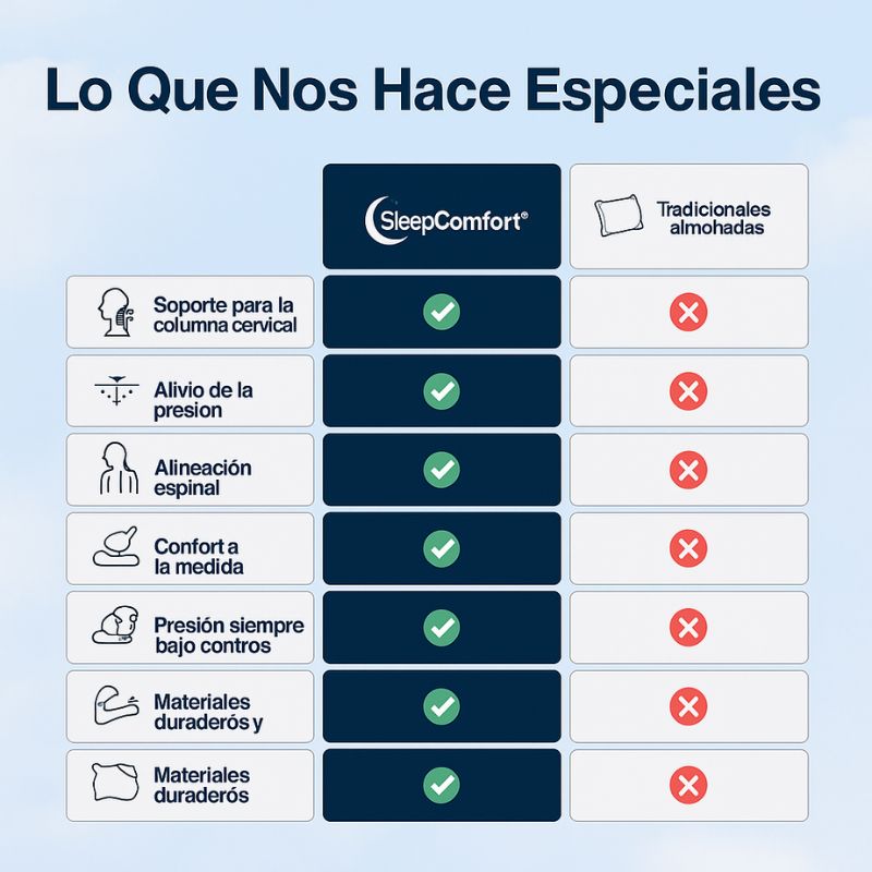 SleepComfort™ | Almohada Cervical Que se Adapta a Tu Postura Mientras Duermes