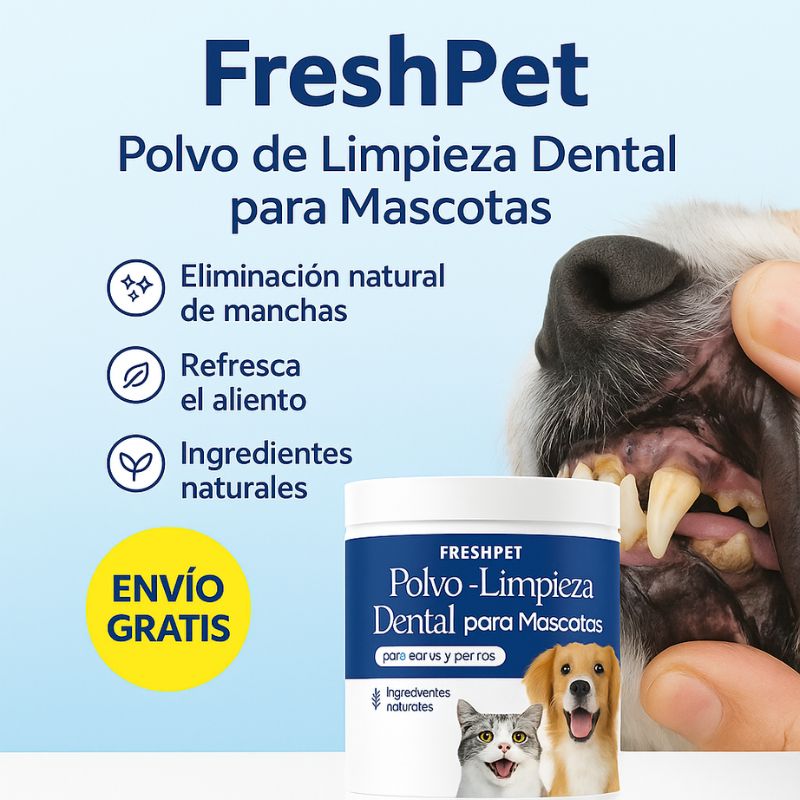 FreshPet™ | Polvo de Limpieza Dental para Mascotas