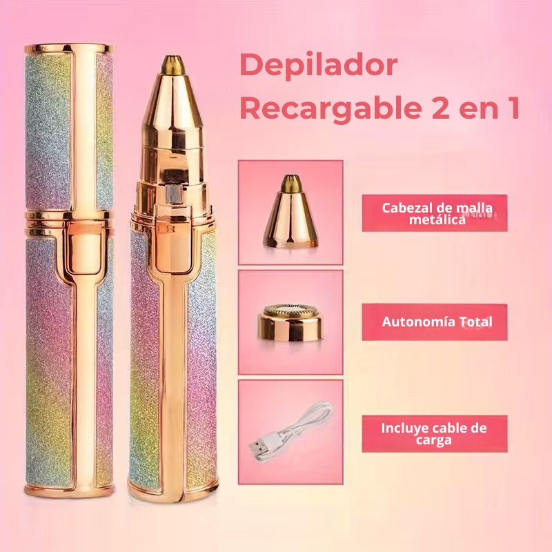DepiLuxe | Depilador 2 En 1 Cejas Y Facial Recargable Portátil