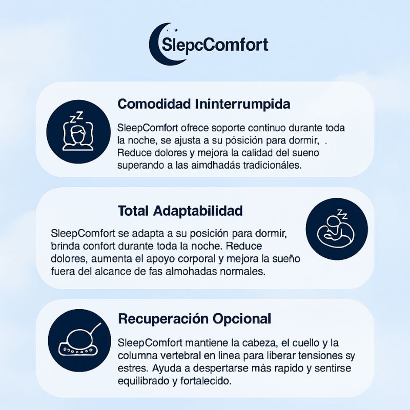 SleepComfort™ | Almohada Cervical Que se Adapta a Tu Postura Mientras Duermes
