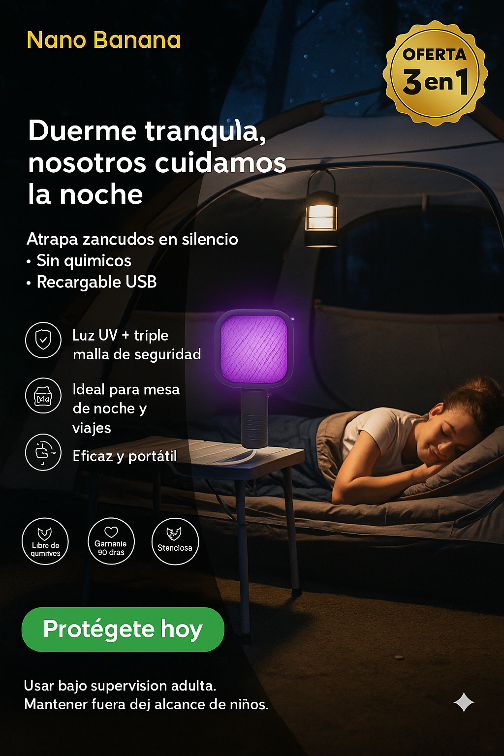 MosquitoOff | Mini Raqueta Eléctrica Atrapamoscos 💥4 X 1