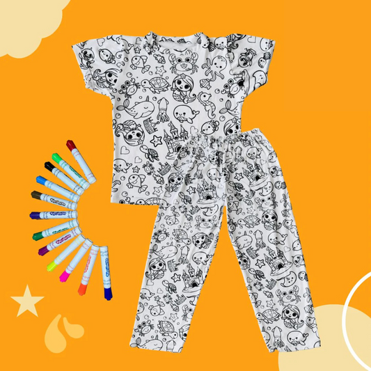 Pijama Infantil para Colorear