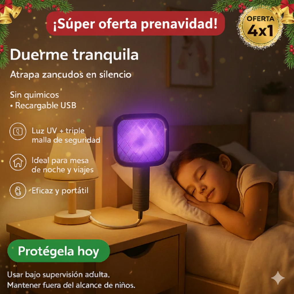 MosquitoOff | Mini Raqueta Eléctrica Atrapamoscos 💥4 X 1