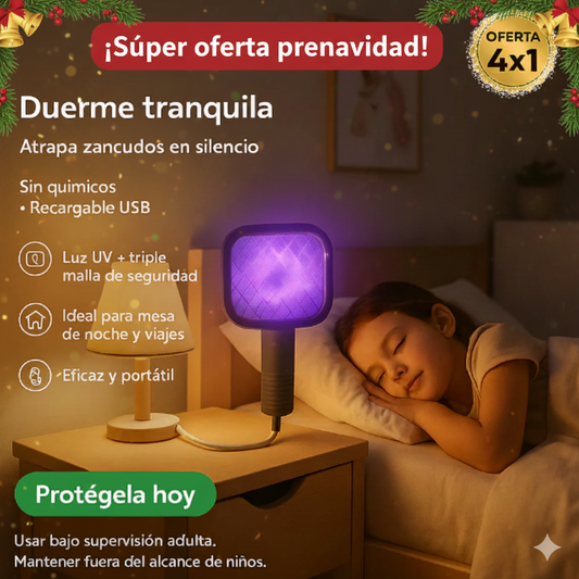 MosquitoOff | Mini Raqueta Eléctrica Atrapamoscos 💥4 X 1