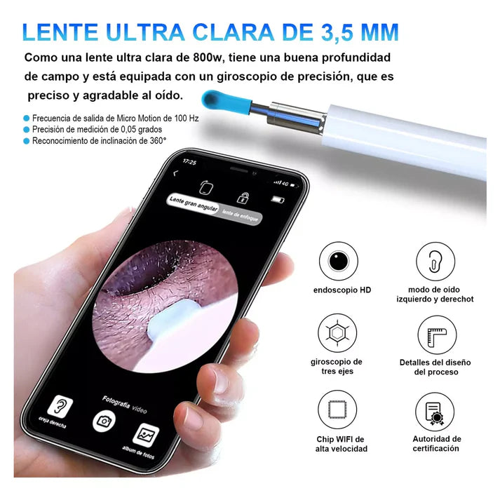 PureEar 360 | Limpiador con Cámara HD para Oídos